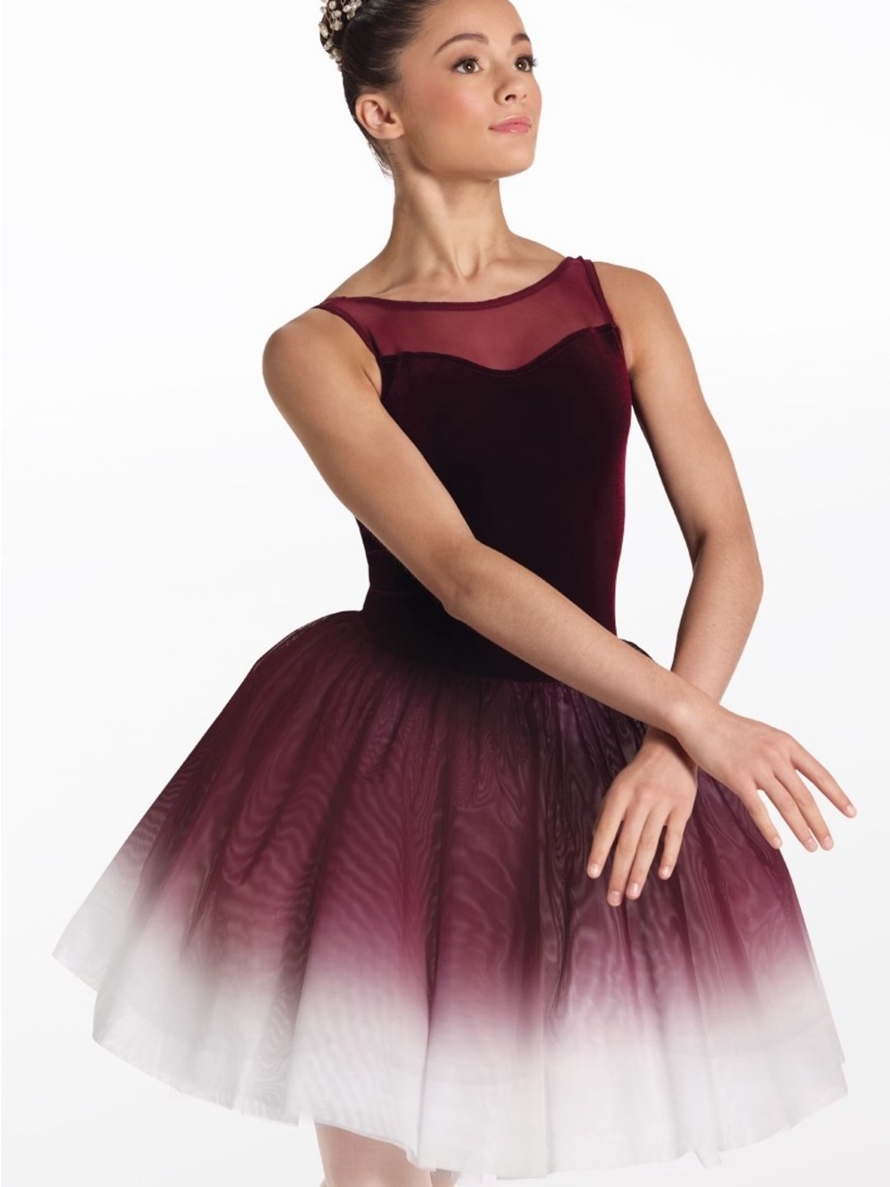 Emily 19042 Burgundy Ombre Tulle Ballet Dress